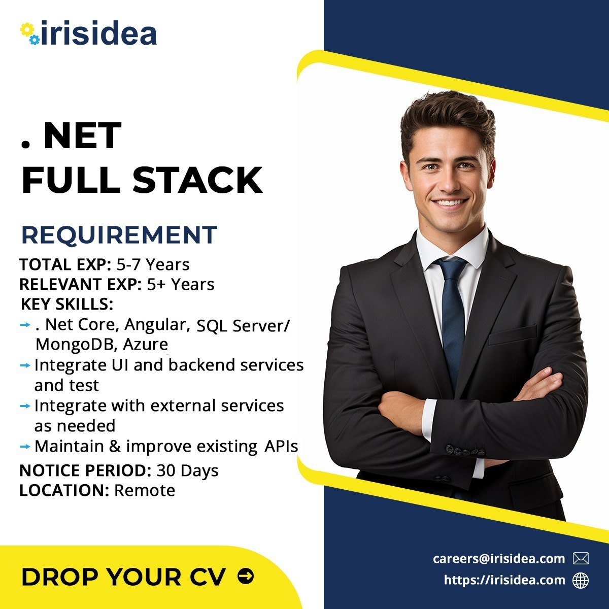 Full Stack .net Developer - Remote Job - Irisidea